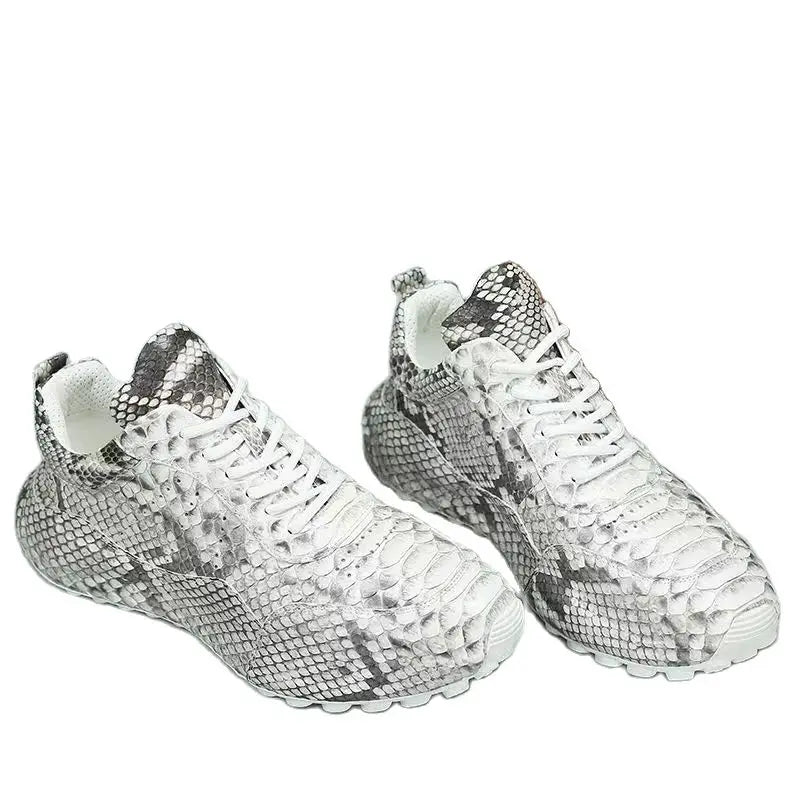 Snake Skin causal shoes genuine leather sneaker