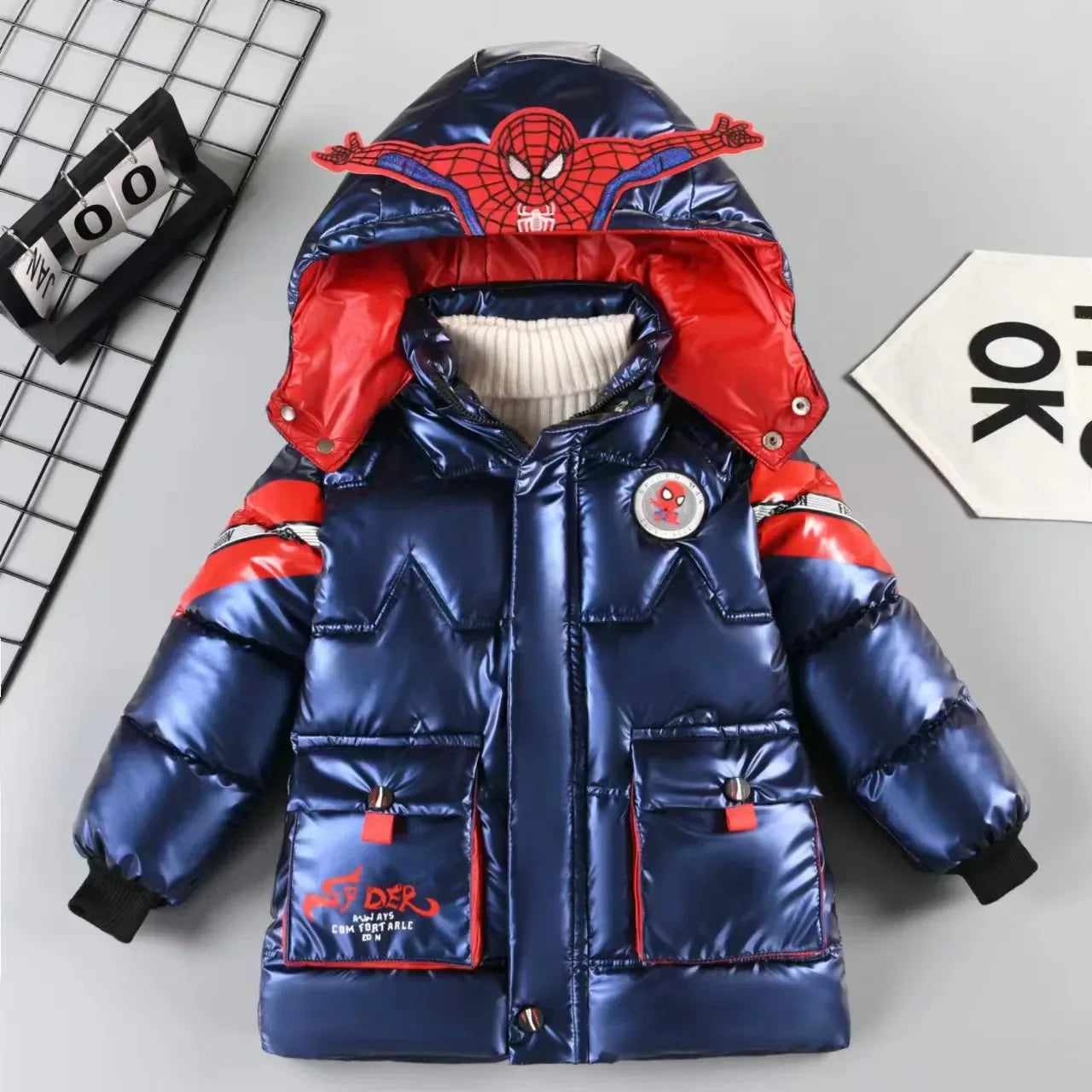 Spiderman Thicken Cotton-Padded Hooded Parka