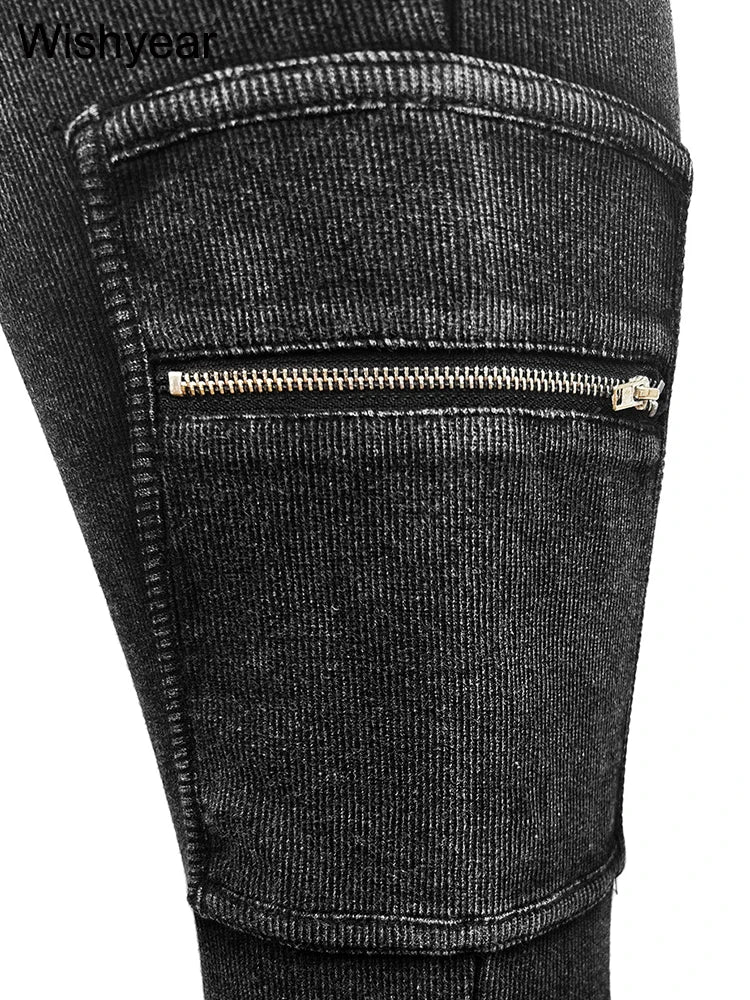Pocket Single Shoulder Washed Ribbed Jumpsuit