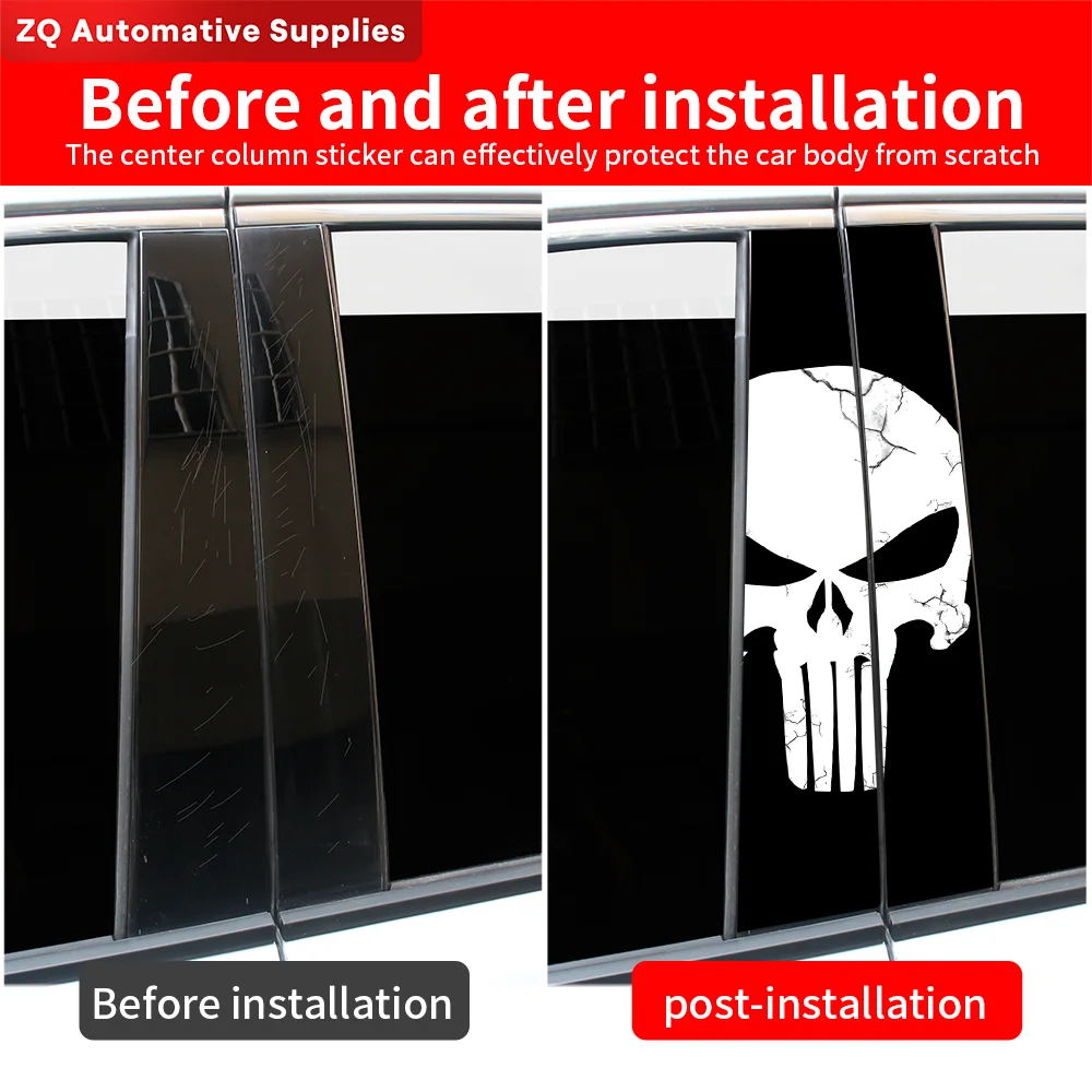 Punisher Skull Stickers Car B-pillar Sticker Waterproof