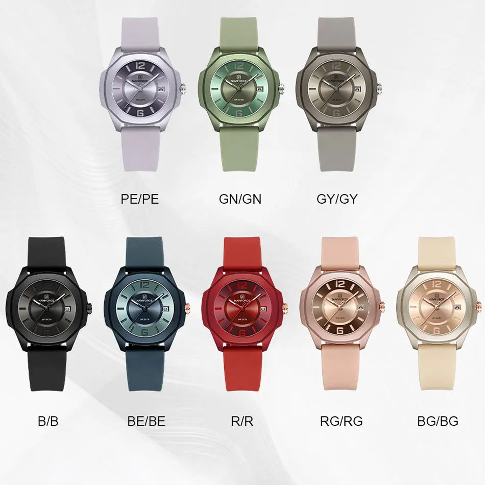 Women Quartz Silicone Strap Waterproof Sport Wristwatch