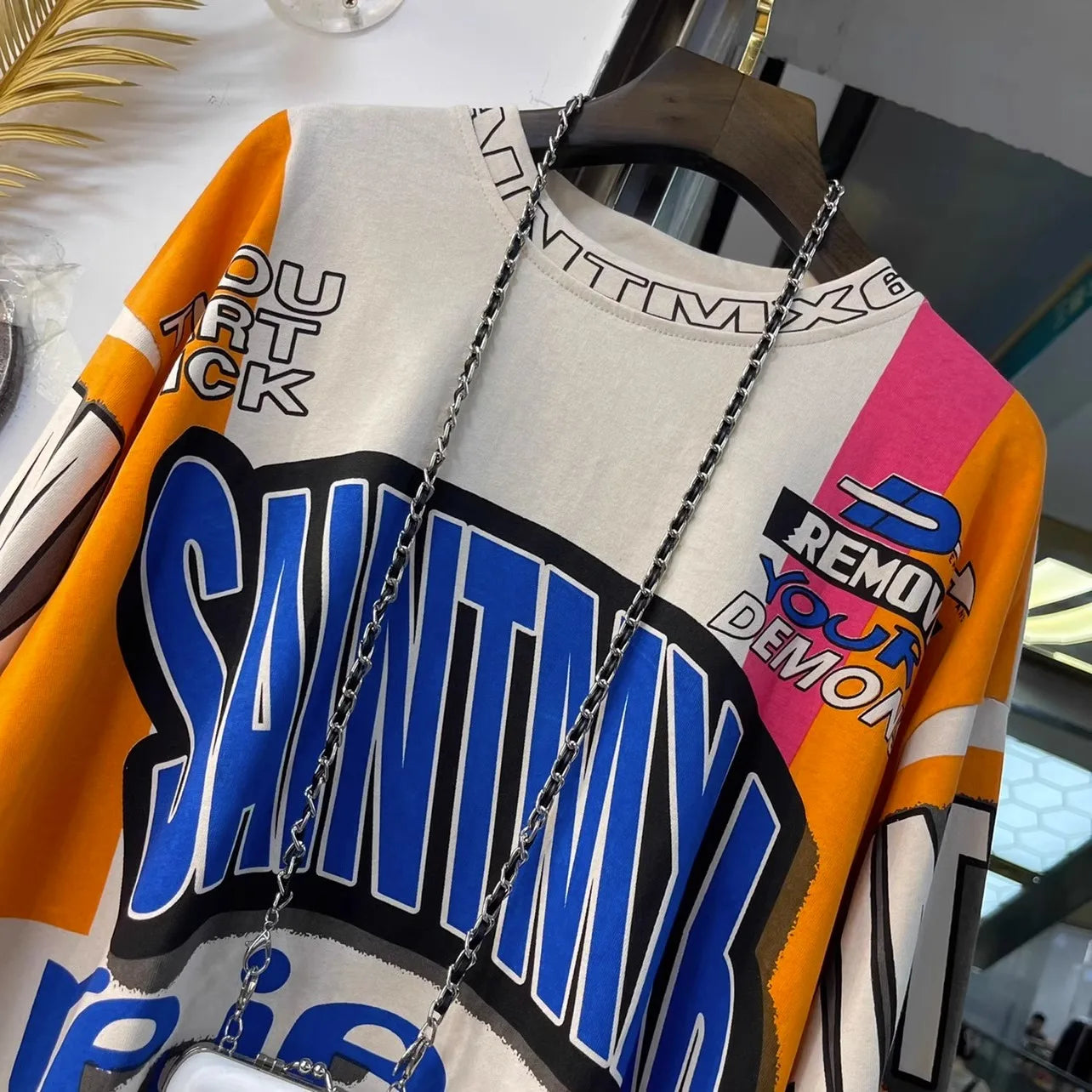 Oversized Spring Graffiti Maillard Top