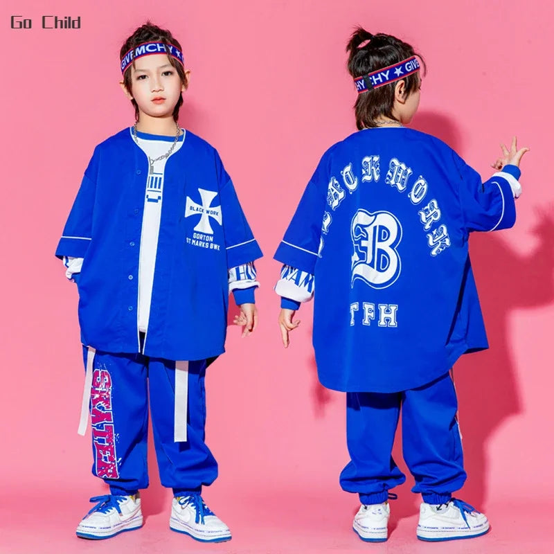 Hip Hop Fashion Baseball Jacket Cargo Pants Streetwear Clothes Set