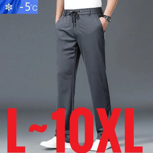 L-10XL Plus Size Men's Summer Straight Fit Elastic Waist Trousers