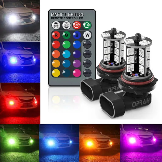 2pcs LED RGB Colorful 5050 H1 Front Fog Lights w/Remote