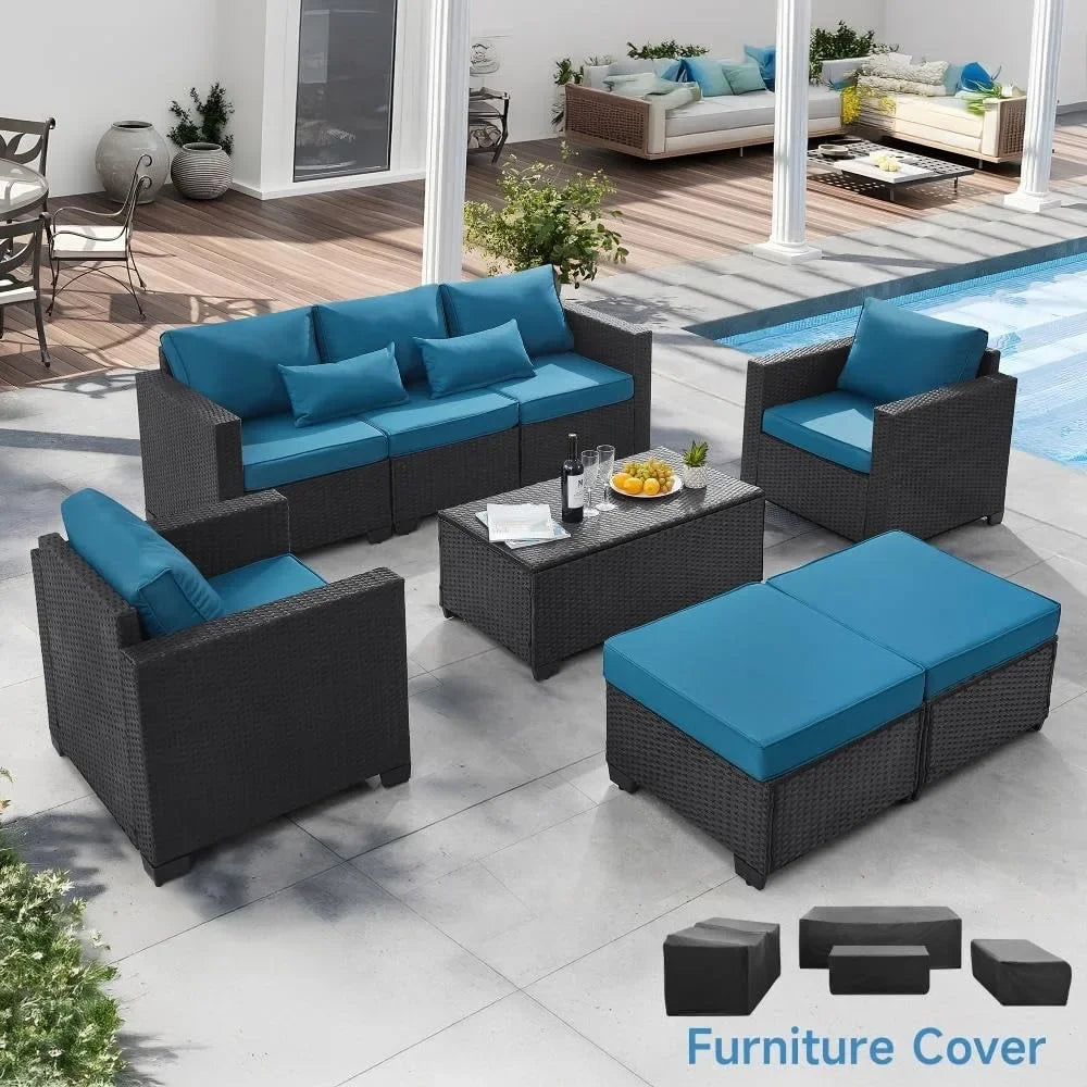 6 Pieces Outdoor Patio Furniture Sets with Furniture Cover