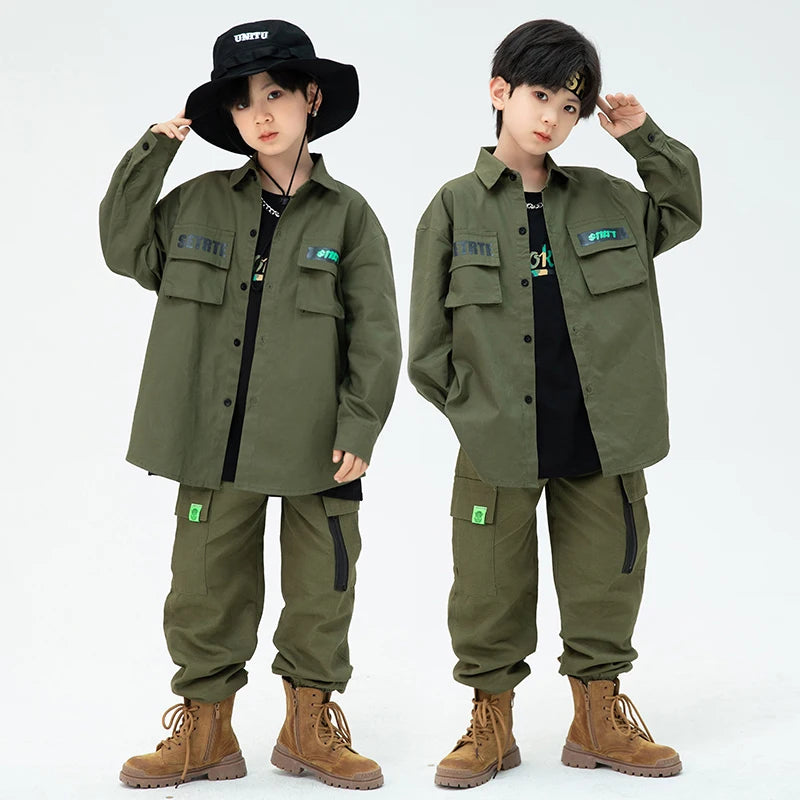 Hip Hop Long Sleeves Tooling Coat Pants Boys
