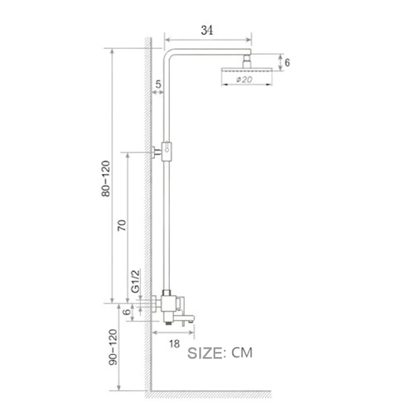 Black/Chrome Brass Bathroom Rainfall Shower