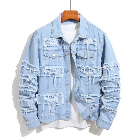 Distressed Denim Ripped Casual Jean Jacket