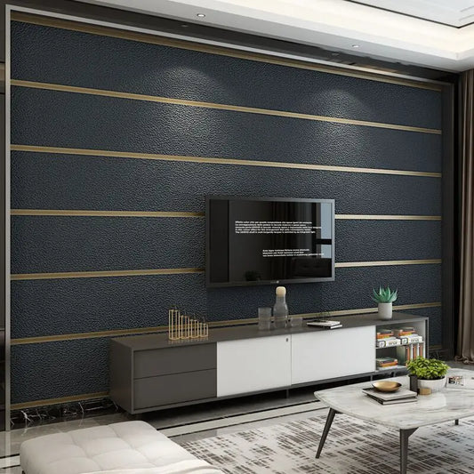 9.5m Roll Modern Deerskin Velvet Wallpaper Fabric 3D Stripe