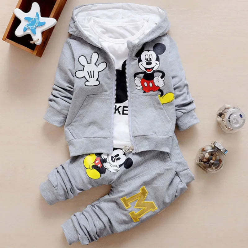 Girls Boys Mickey Minnie Clothing Hoodie+T-shirt+Pants Tracksuit