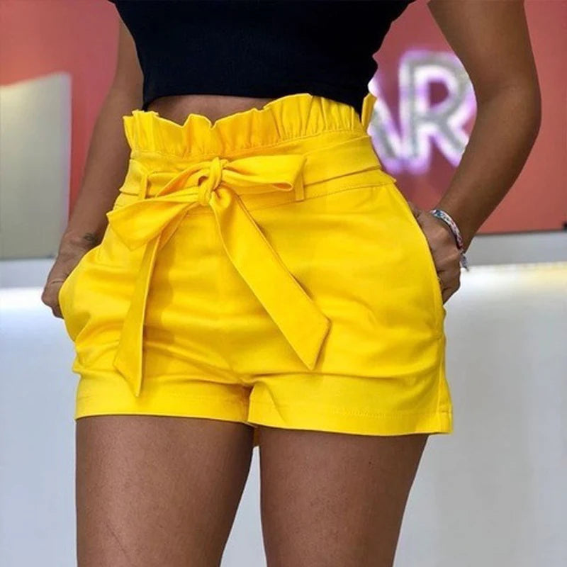 Women's High Waist Pure Color Loose Casual Shorts