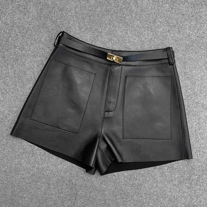 Real Sheepskin Leather Shorts