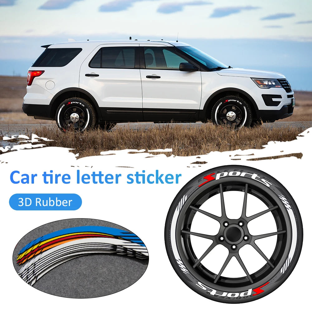 3D Letter Rubber Tire Wheel Stickers