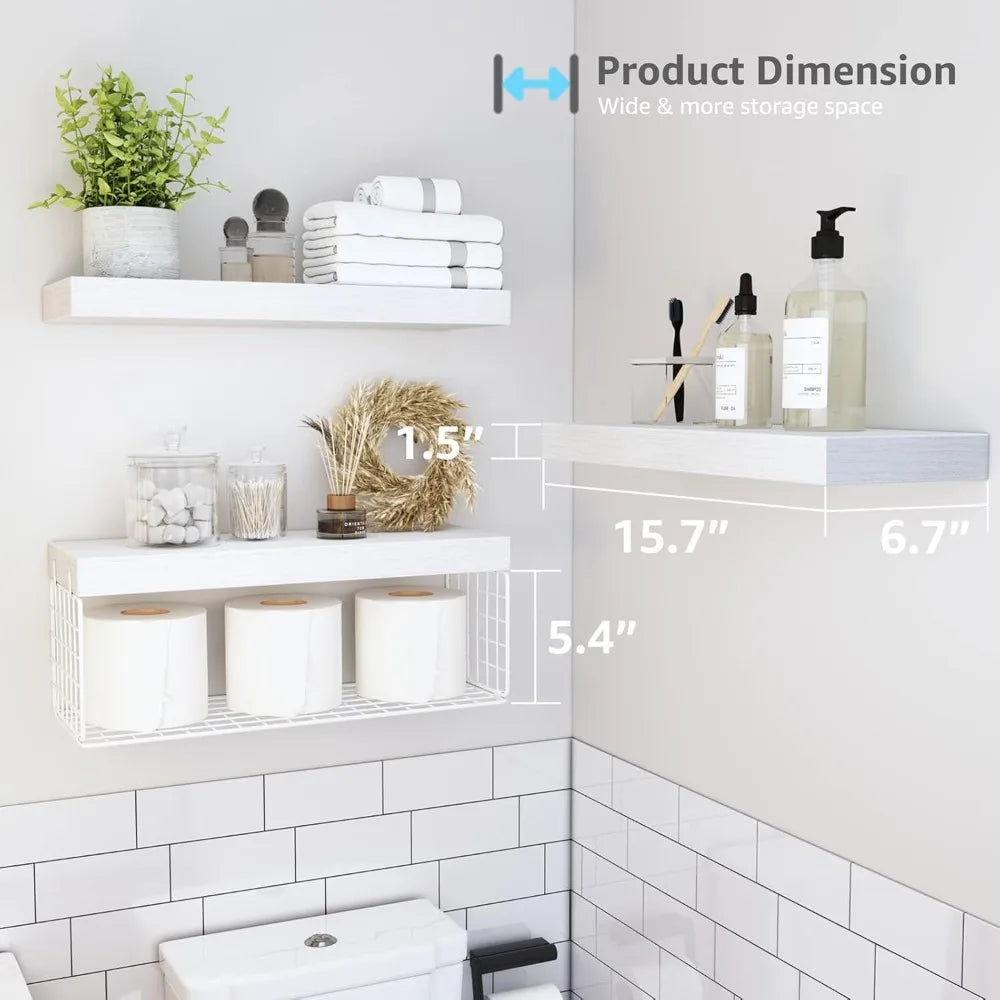 Floating Shelves Over Toilet - Set of 3