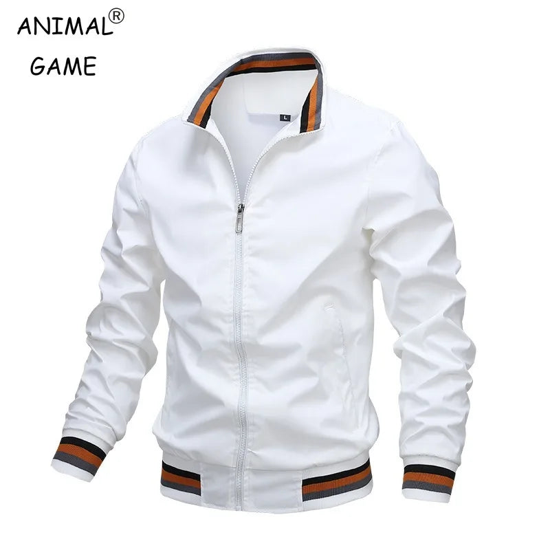 Men's Stand Collar Casual Zipper Windbreaker Jacket