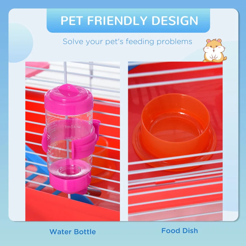 PawHut 18.5" Hamster Cage with Exercise Wheel and Water Bottle
