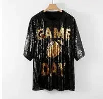 Half Sleeve Baggy Sequin T Shirt Dress