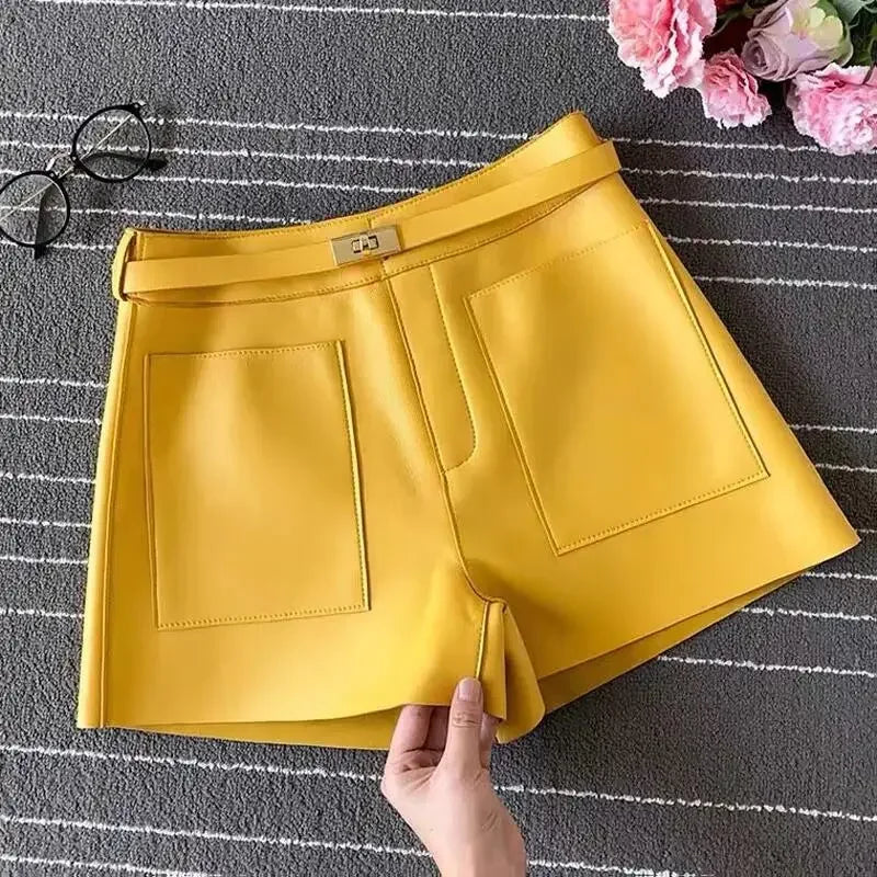Real Sheepskin Leather Shorts