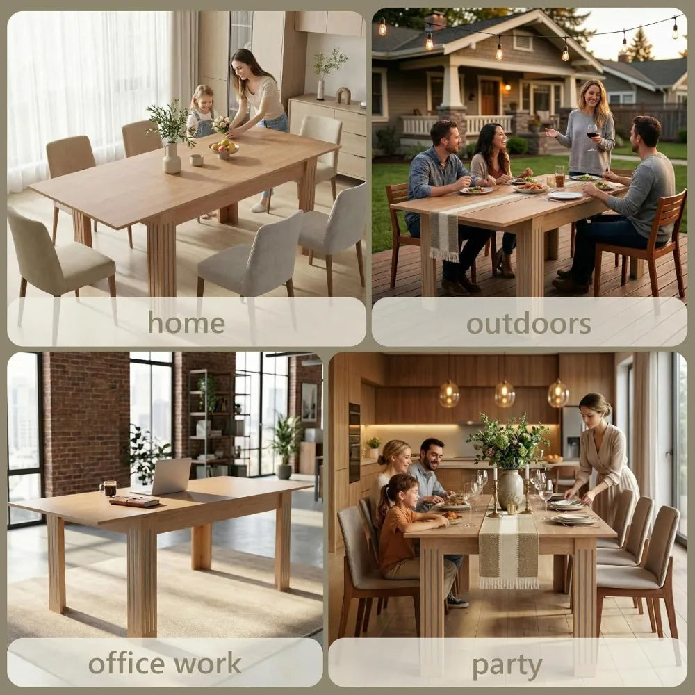 Expandable Kitchen Table for 4/6/8 People with Runner