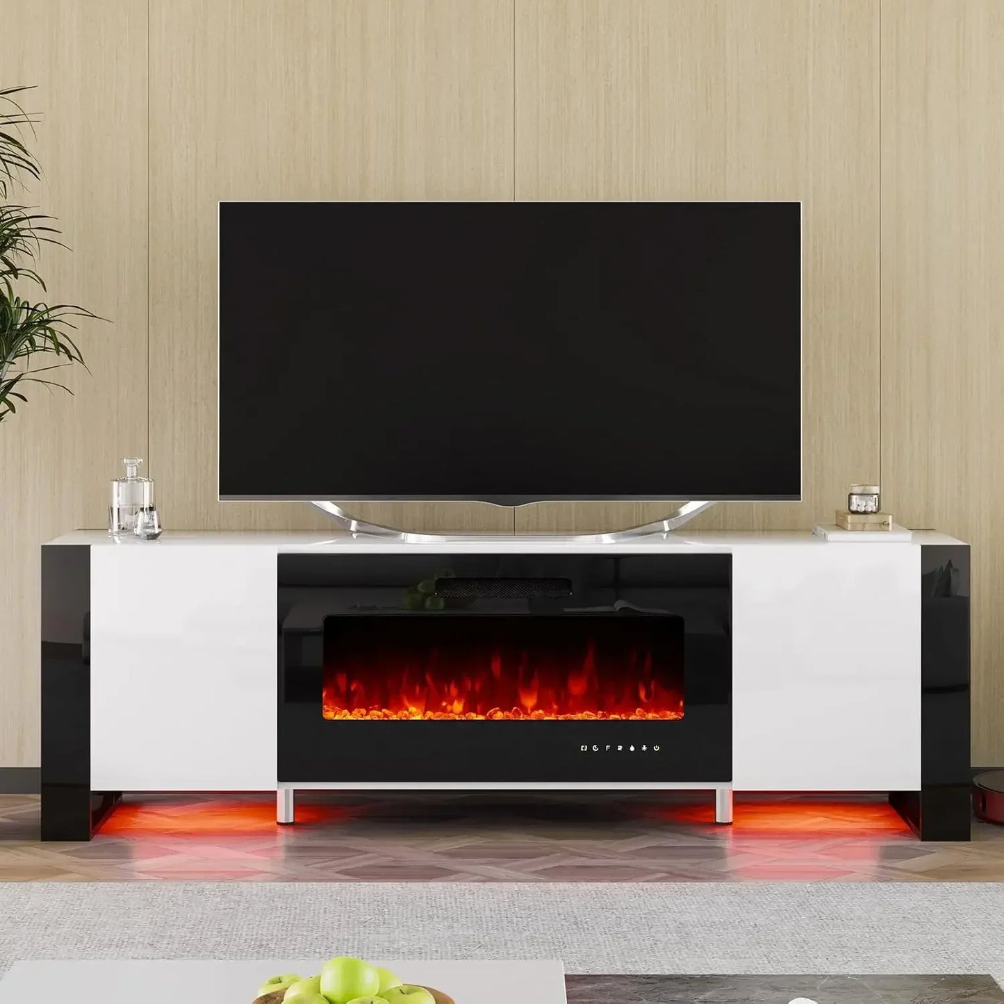 70" High Gloss Entertainment Center with 36" fireplace