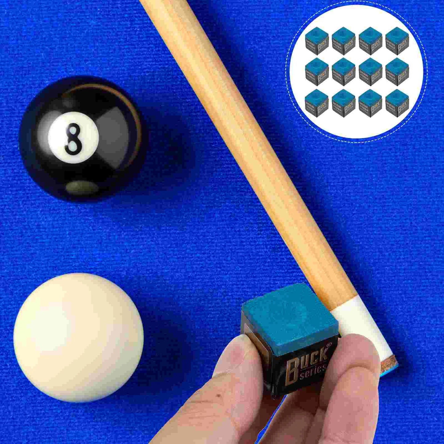 12 Pcs Blue Accessories Powdered Billiards Game Chalks