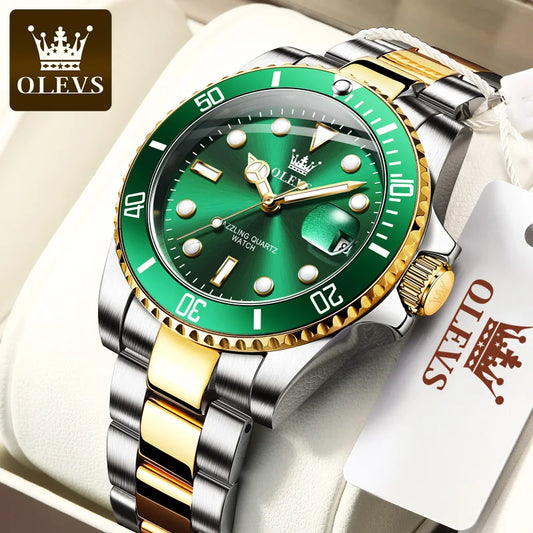 Waterproof Luminous Green Dial Wristwatch