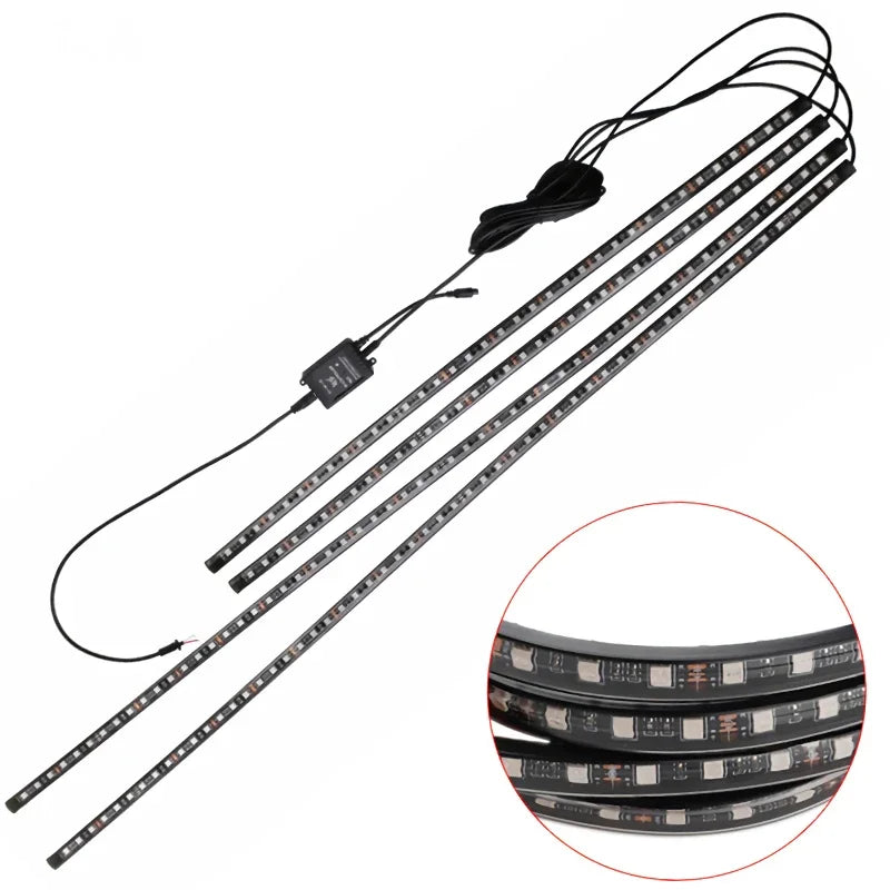 LED Car Underbody Neon Light Flexible Strip Underglow Remote APP Control RGB Dream Color Auto Decorative Ambient Atmosphere Lamp