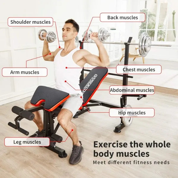 600lbs 6 in 1 Weight Bench Set with Squat Rack