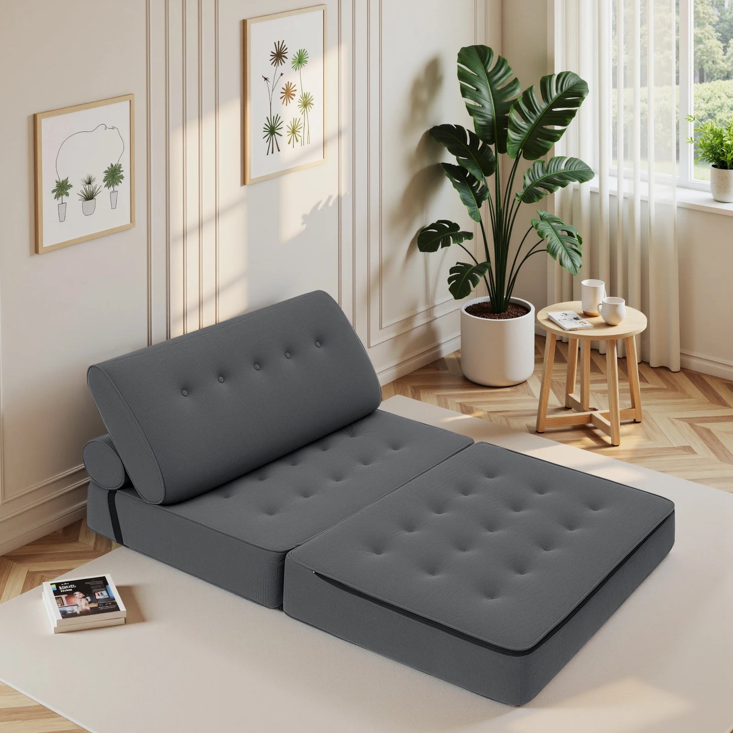 3 in 1 Convertible Sofa Bed with 2 Pillows