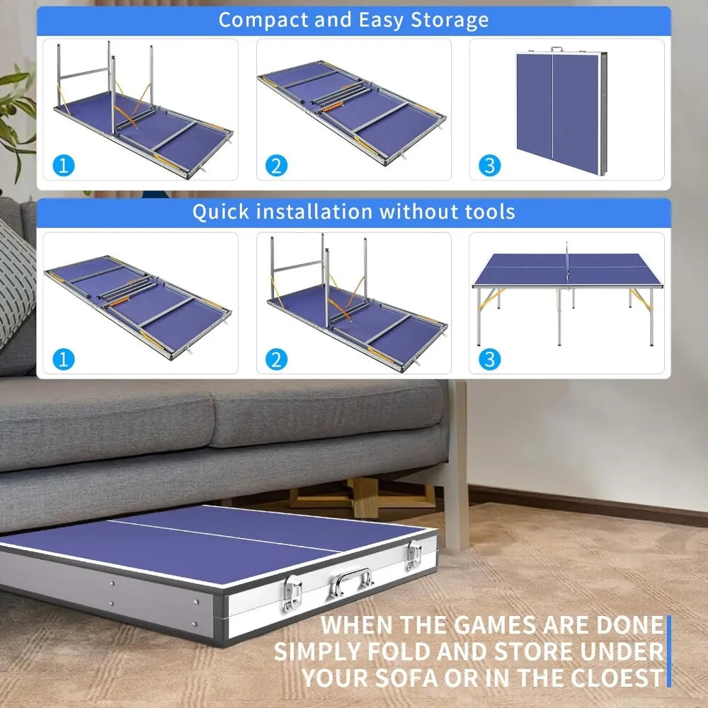 Ping Pong Table Foldable Portable Table Tennis Set