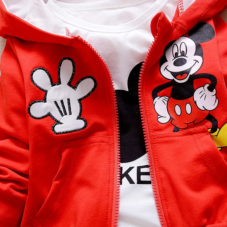 Girls Boys Mickey Minnie Clothing Hoodie+T-shirt+Pants Tracksuit