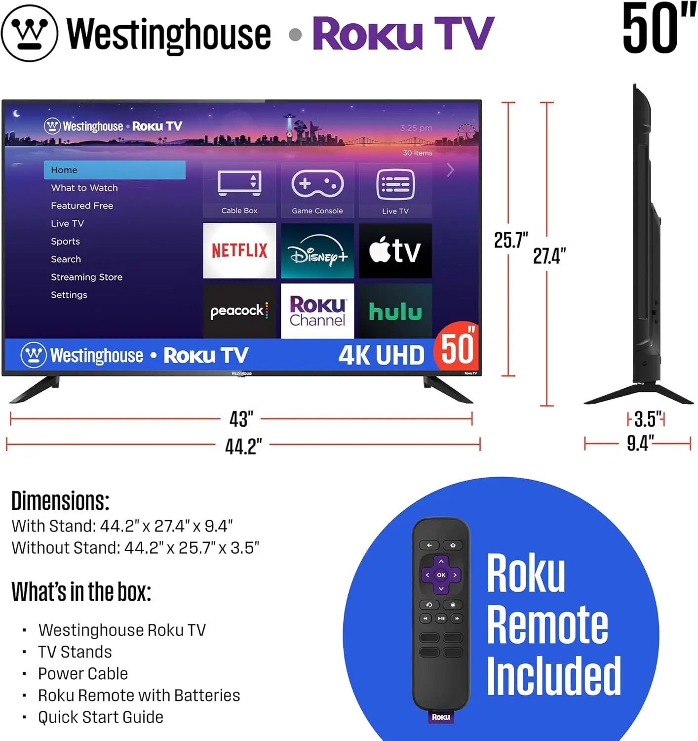 50 Inch Smart TV 4K UHD LED TV with Apple Home Kit