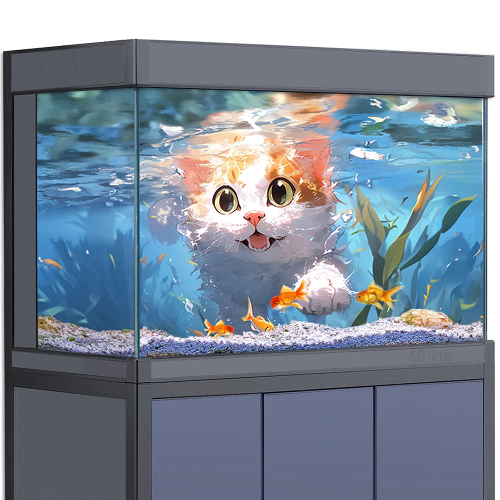 Aquarium Background Sticker - Anime Cat