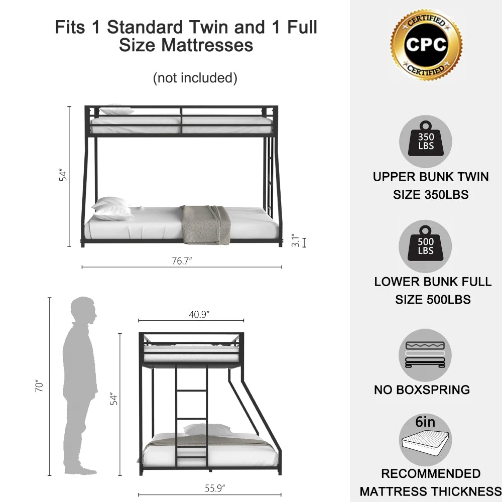 Adam Twin Over Full Metal Bunk