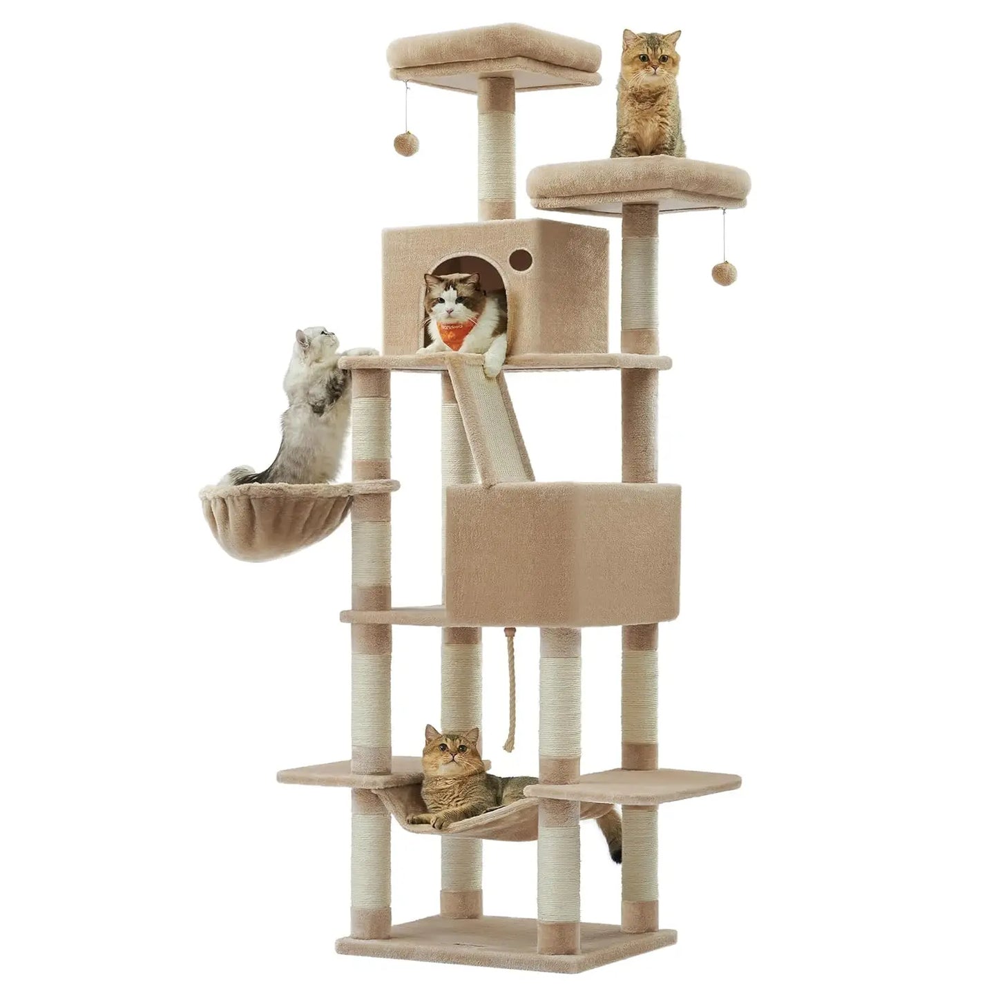 81.1-Inch Large Cat Multi-Level Plush Condo