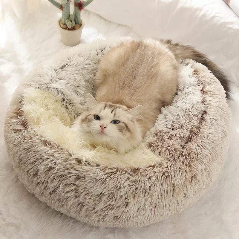 Plush Round Cat Bed Pet Mattress Warm Soft Comfortable