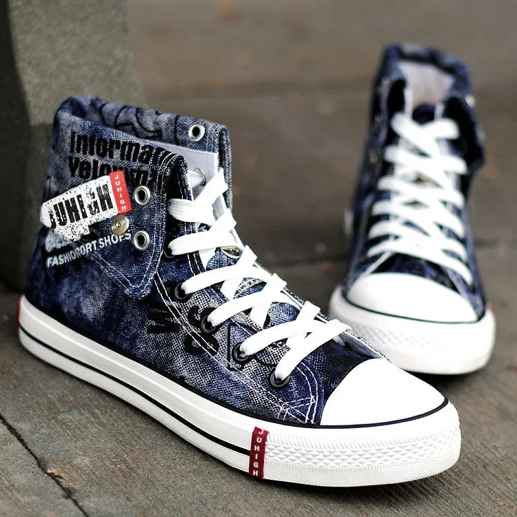 Men's High-top Canvas Shoes Denim Casual