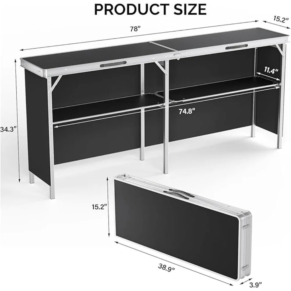 78 "Portable Bar Double Decker Shelves