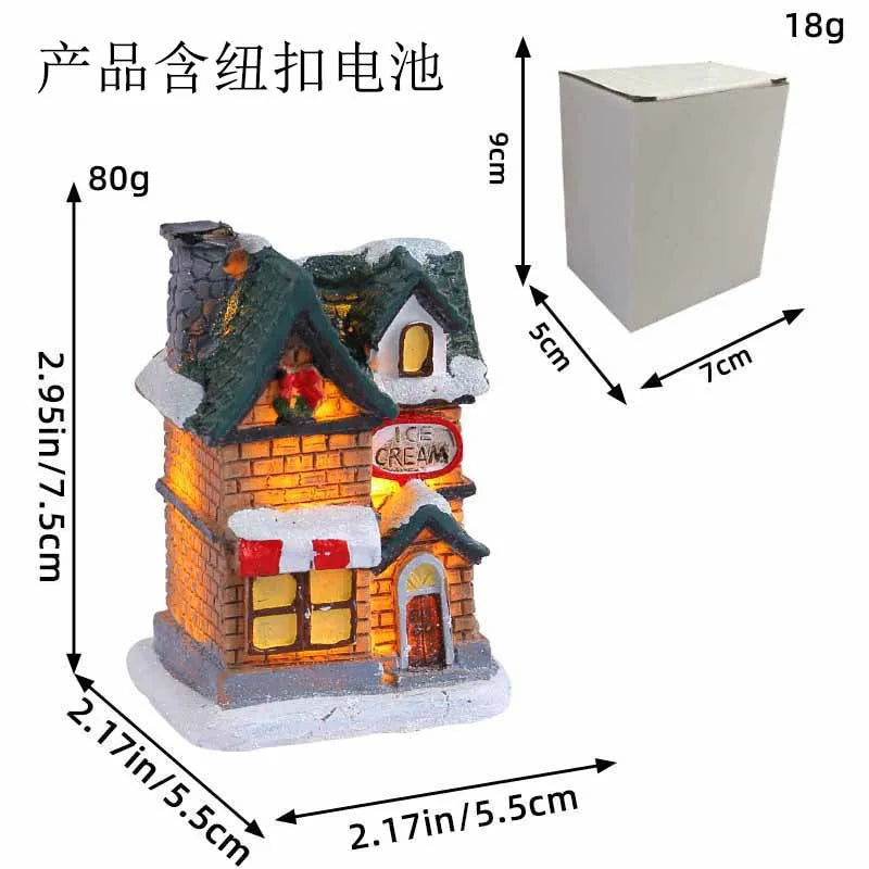 1~6pcs LED Luminous Castle Snow House Sculpture Xmas Decoration