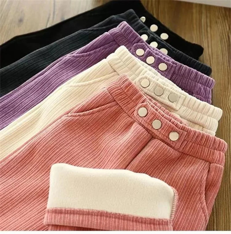 Girls Thick Wide Leg Velvet Warm Trousers