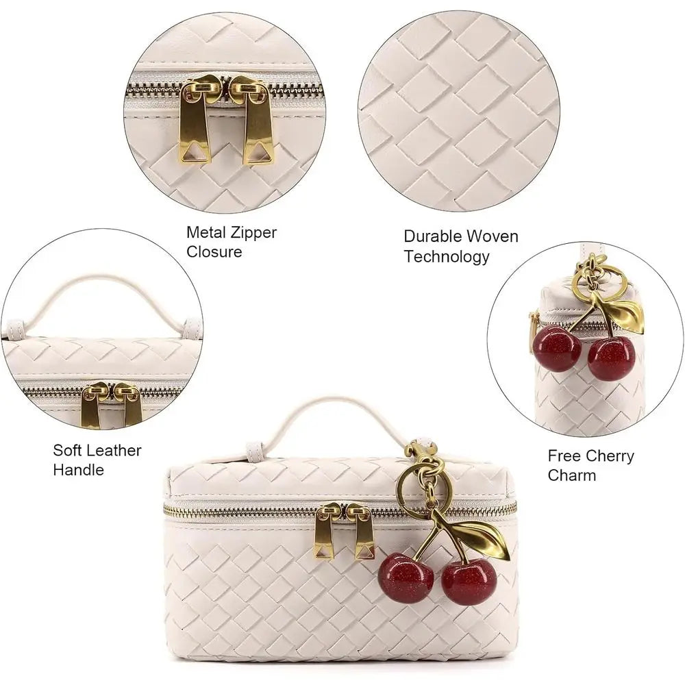 Small Leather Top Handle Purse with Cherry Charm