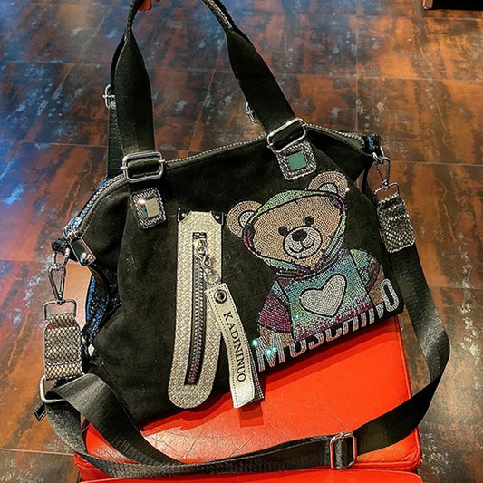 Womens High Capacity Cute Bear Shoulder Bag