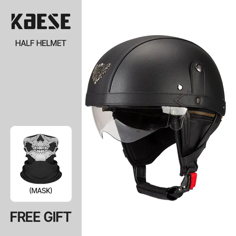 Vintage Half Face Motorcycle Helmet Unisex