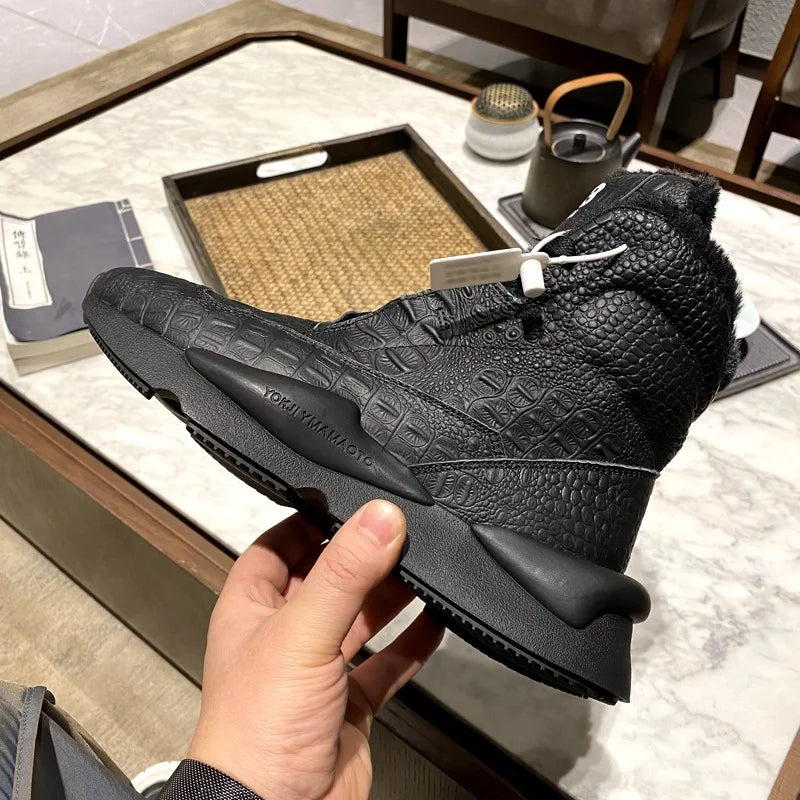 Men High-top Casual Sports Shoes Genuine Leather Thick Sole Ankle Boots