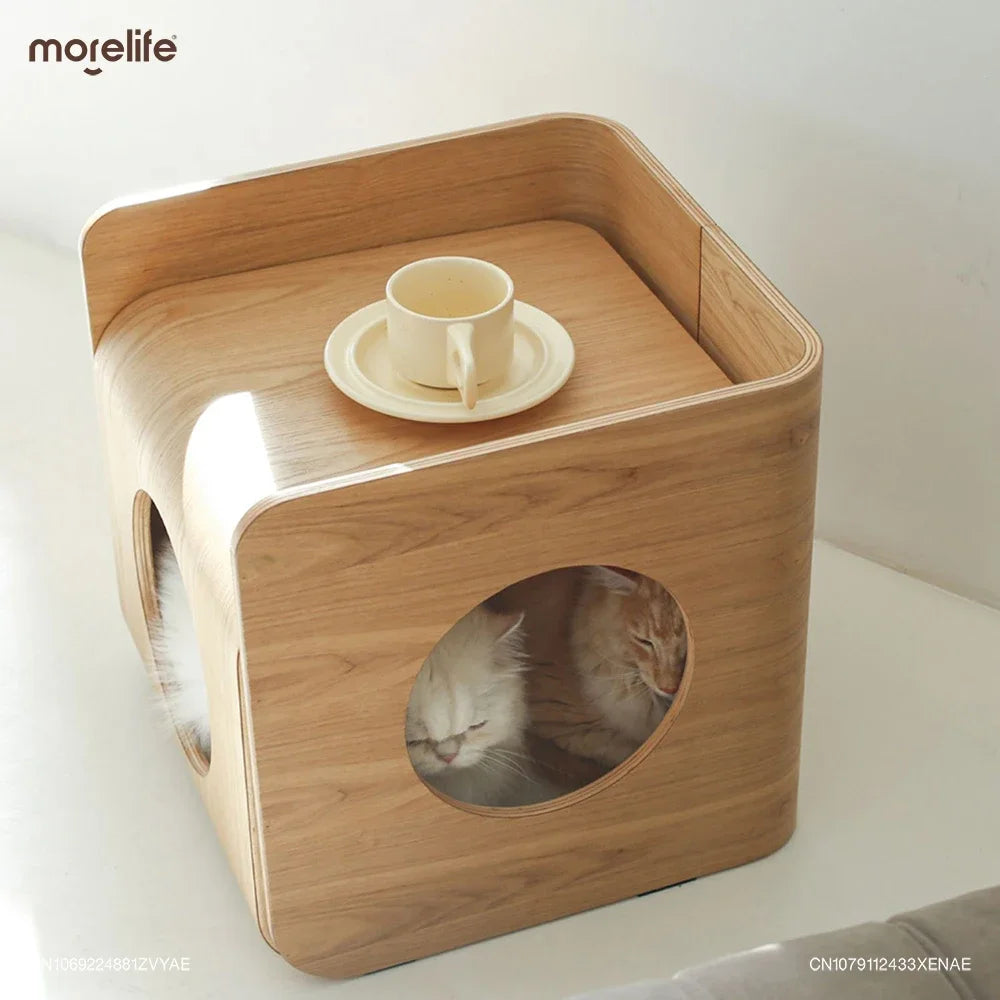 Wood Tree Hole Cat Beds Tea Table