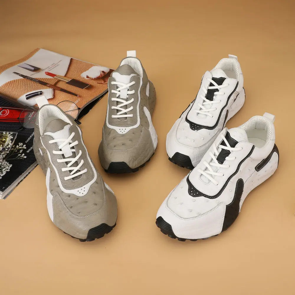 Men's ostrich leather bag sole shoes