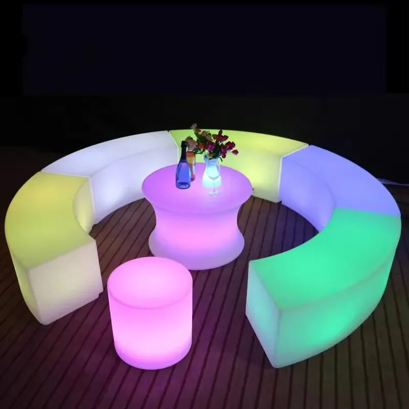 Creative 16 Colors Changing Led Lighting Curved Bar Stools