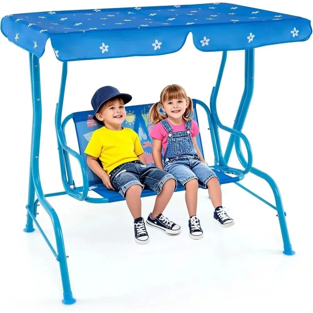 Kids 2-Seater Outdoor Porch Swing All Weather Resistant Waterproof