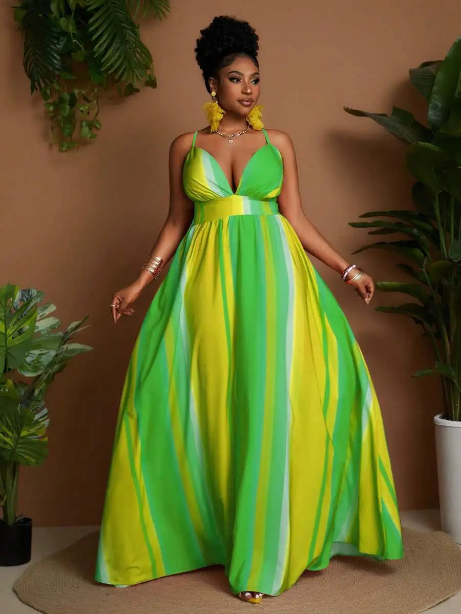 Plus Size Striped Maxi Dress
